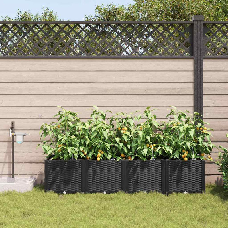 Afbeelding laden in galerijviewer, Vidaxl tuin bloempot 4 pcs zwart staal