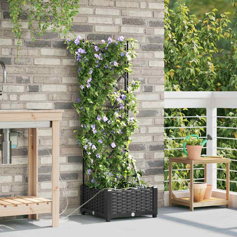 Afbeelding laden in galerijviewer, Vidaxl tuin bloempot zwart 40 x 40 x 126 cm staal