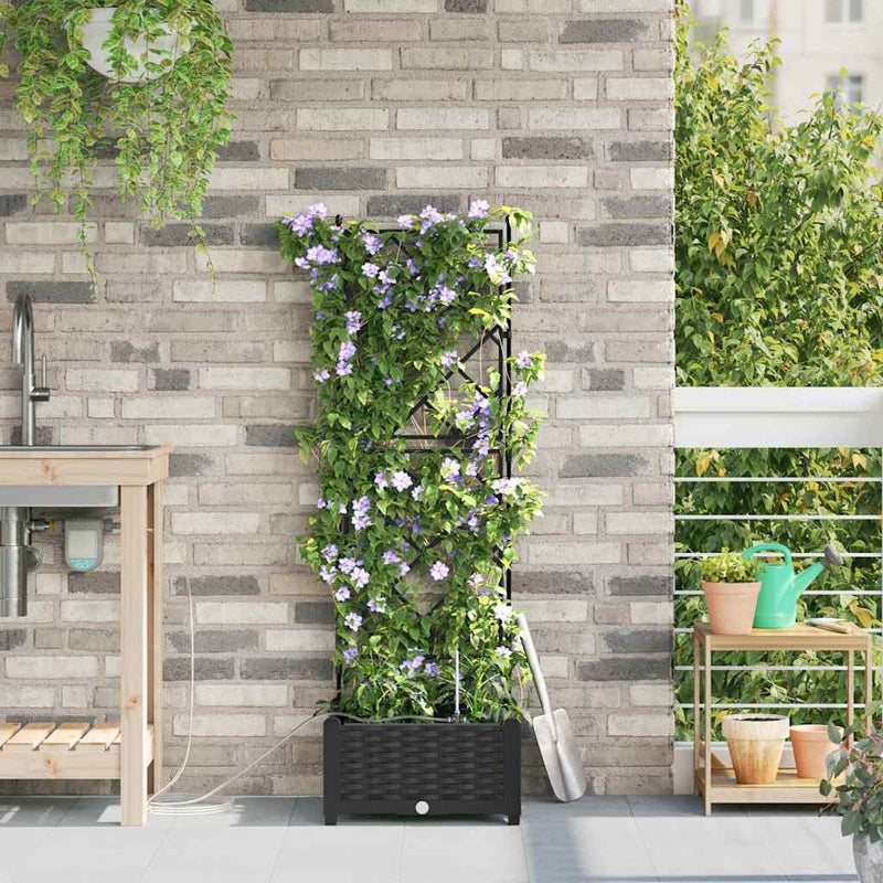 Afbeelding laden in galerijviewer, Vidaxl tuin bloempot zwart 40 x 40 x 126 cm staal