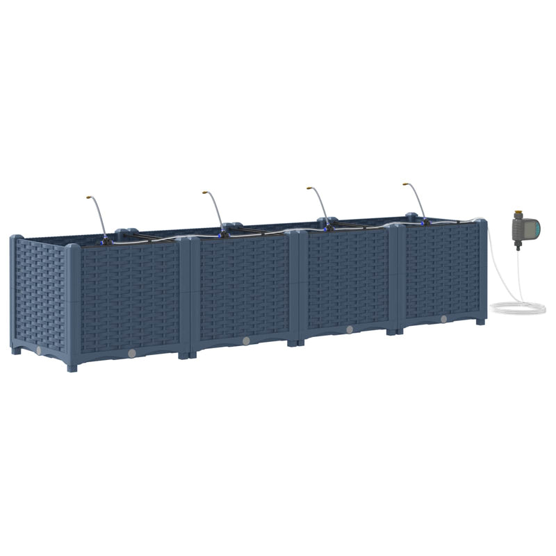 Afbeelding laden in galerijviewer, Vidaxl tuin bloempot 4 pcs grijs 120 x 120 x 142 cm staal