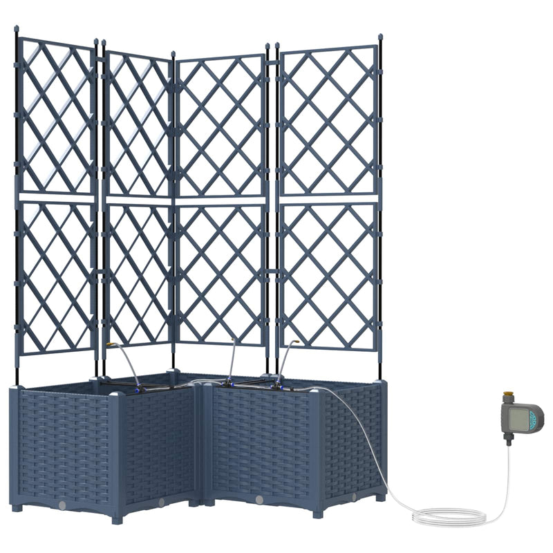 Afbeelding laden in galerijviewer, Vidaxl tuin bloempot 3 pcs grijs 120 x 120 x 142 cm staal