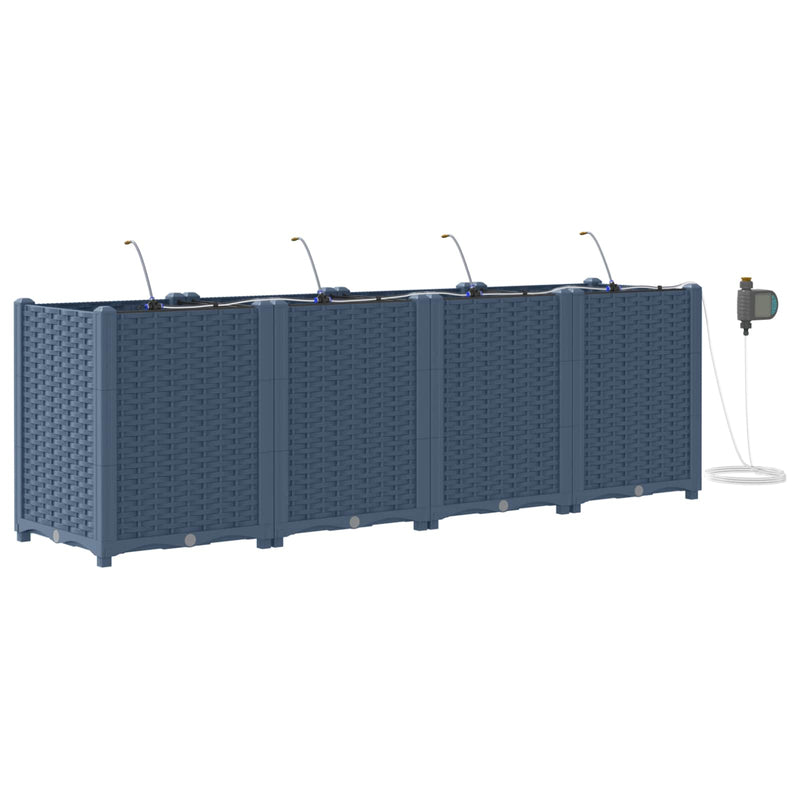Afbeelding laden in galerijviewer, Vidaxl tuin bloempot 4 pcs grijs 120 x 120 x 142 cm staal