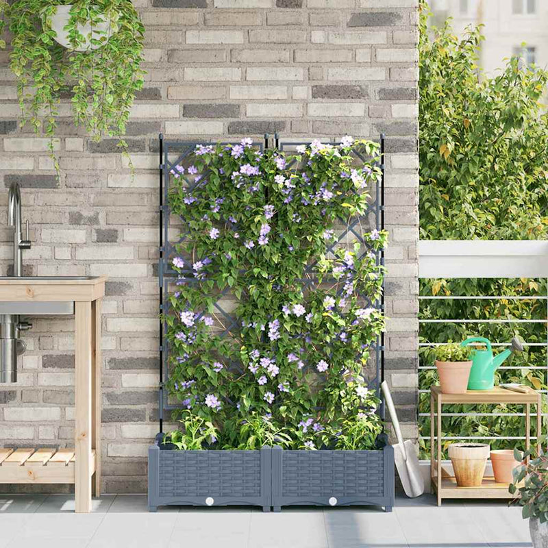 Afbeelding laden in galerijviewer, Vidaxl tuin bloempot 2 pcs licht grijs 80 x 40 x 125,5 cm staal