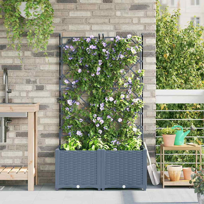 ギャラリービューアに画像をロードする, Vidaxl tuin bloempot 2 pcs licht grijs 80 x 40 x 143 cm staal