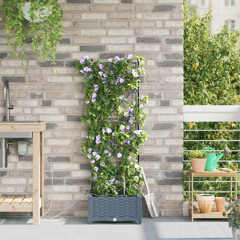 Afbeelding laden in galerijviewer, Vidaxl tuin bloempot licht grijs 40 x 40 x 126 cm staal