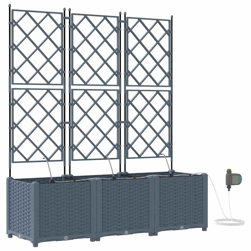 Chargez l'image dans la visionneuse de la galerie, Vidaxl tuin bloempot 3 pcs licht grijs staal