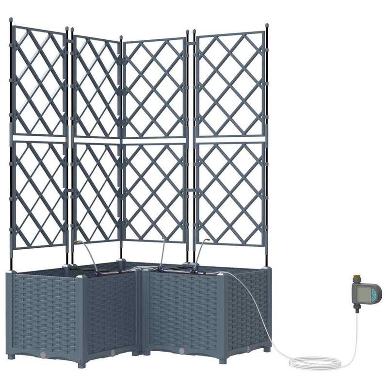 Afbeelding laden in galerijviewer, Vidaxl tuin bloempot 3 pcs licht grijs staal