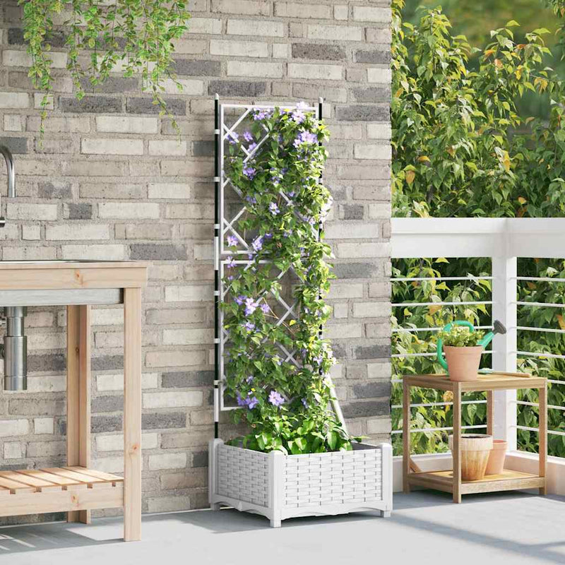 Afbeelding laden in galerijviewer, Vidaxl tuin bloempot wit 40 x 40 x 125,5 cm staal