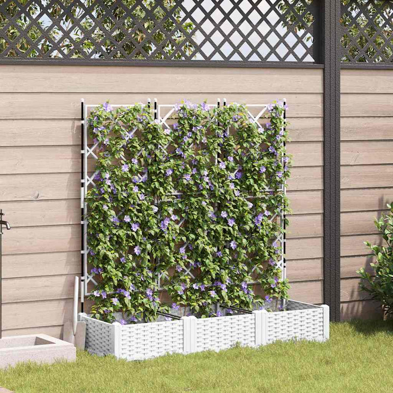 Afbeelding laden in galerijviewer, Vidaxl tuin bloempot 3 pcs wit 120 x 40 x 125,5 cm staal