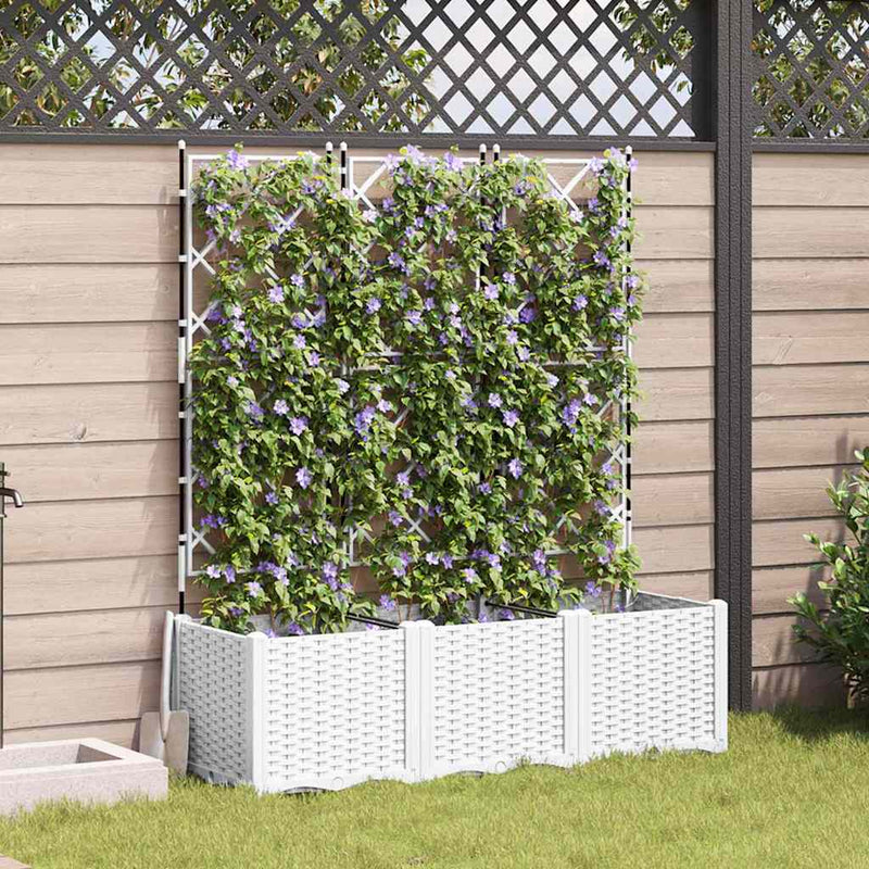 Afbeelding laden in galerijviewer, Vidaxl tuin bloempot 3 pcs wit 120 x 40 x 143 cm staal