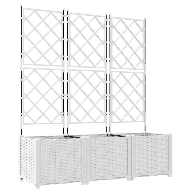 Afbeelding laden in galerijviewer, Vidaxl tuin bloempot 3 pcs wit 120 x 40 x 143 cm staal