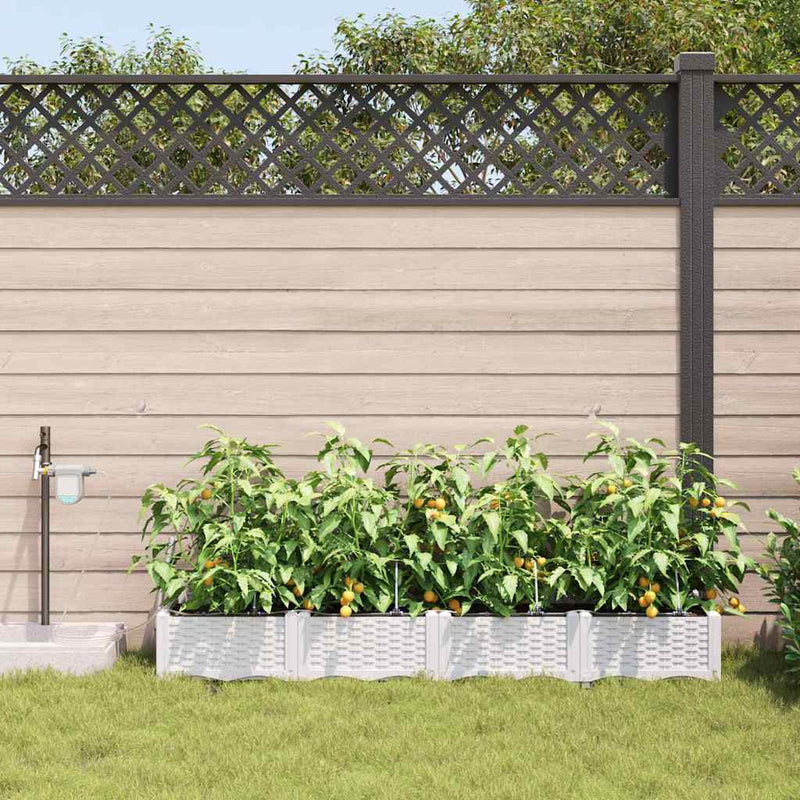 Afbeelding laden in galerijviewer, Vidaxl tuin bloempot 4 pcs wit staal