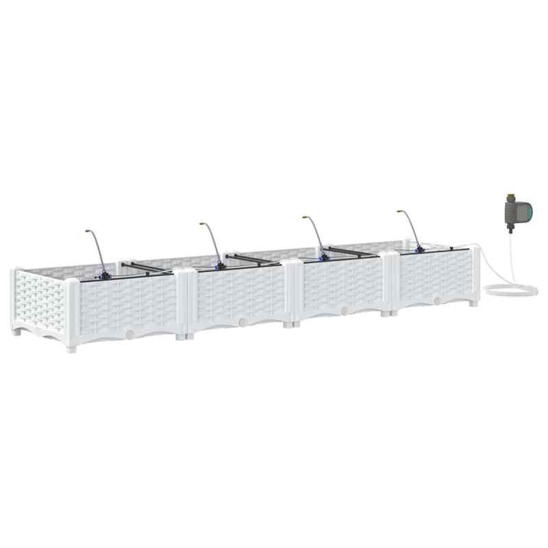 Afbeelding laden in galerijviewer, Vidaxl tuin bloempot 4 pcs wit staal
