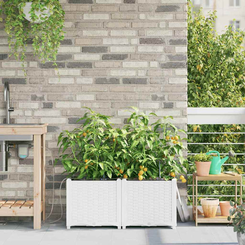 Afbeelding laden in galerijviewer, Vidaxl tuin bloempot 2 pcs wit staal