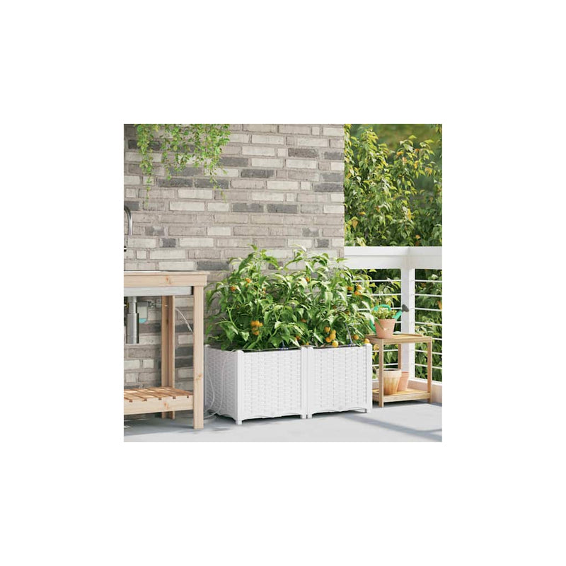 Afbeelding laden in galerijviewer, Vidaxl tuin bloempot 2 pcs wit staal