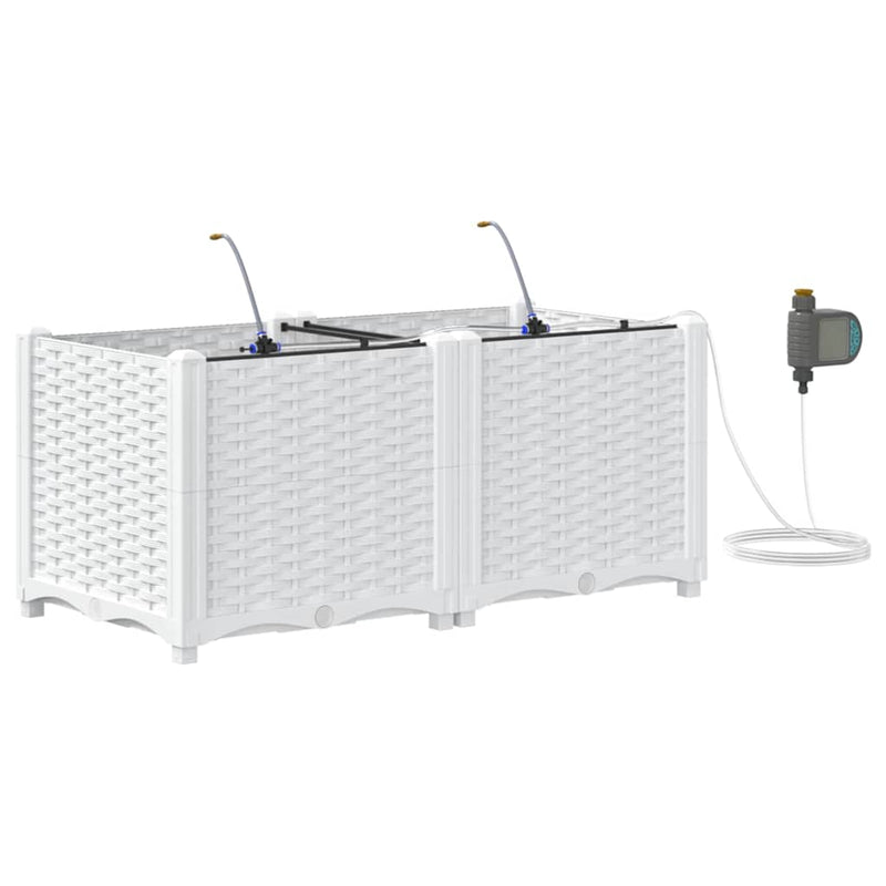 Afbeelding laden in galerijviewer, Vidaxl tuin bloempot 2 pcs wit staal