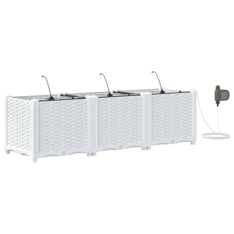 Afbeelding laden in galerijviewer, Vidaxl tuin bloempot 3 pcs wit staal