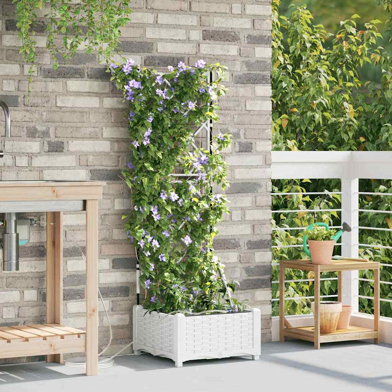 Afbeelding laden in galerijviewer, Vidaxl tuin bloempot wit 40 x 40 x 126 cm staal