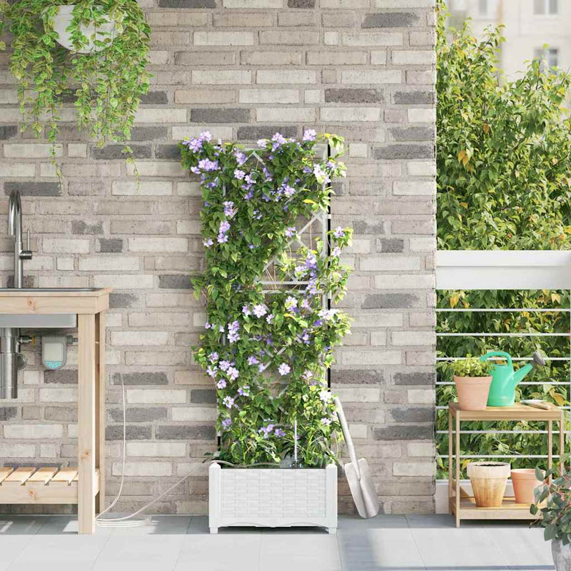 Afbeelding laden in galerijviewer, Vidaxl tuin bloempot wit 40 x 40 x 126 cm staal