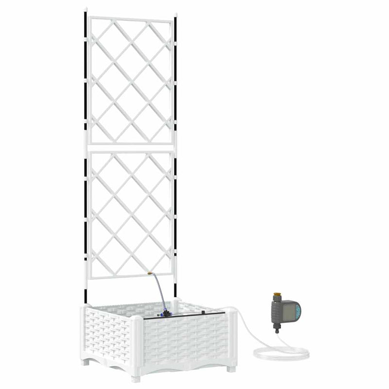Afbeelding laden in galerijviewer, Vidaxl tuin bloempot wit 40 x 40 x 126 cm staal