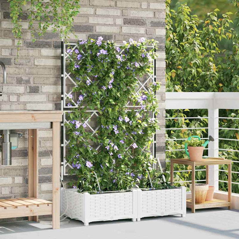 Afbeelding laden in galerijviewer, Vidaxl tuin bloempot 2 pcs wit staal