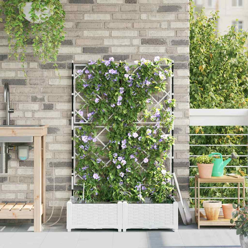 Afbeelding laden in galerijviewer, Vidaxl tuin bloempot 2 pcs wit staal