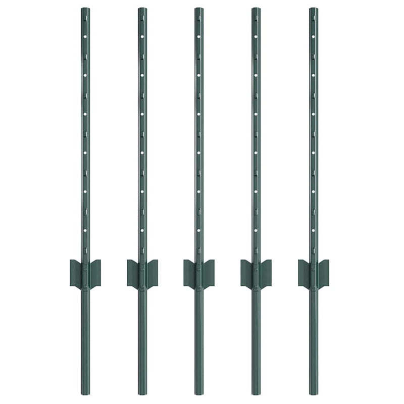 Afbeelding laden in galerijviewer, Vidaxl afrasteringspaal 5 pcs groen 100 cm staal