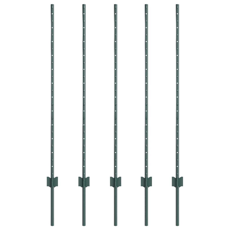 Afbeelding laden in galerijviewer, Vidaxl afrasteringspaal 5 pcs groen 120 cm staal