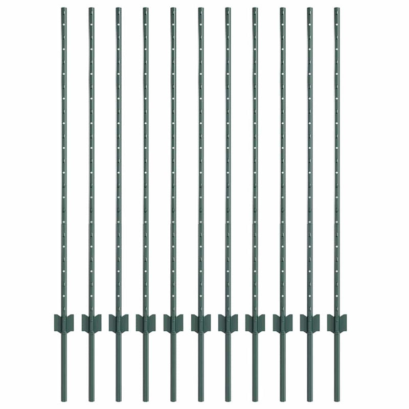 Afbeelding laden in galerijviewer, Vidaxl afrasteringspaal 11 pcs groen 120 cm staal