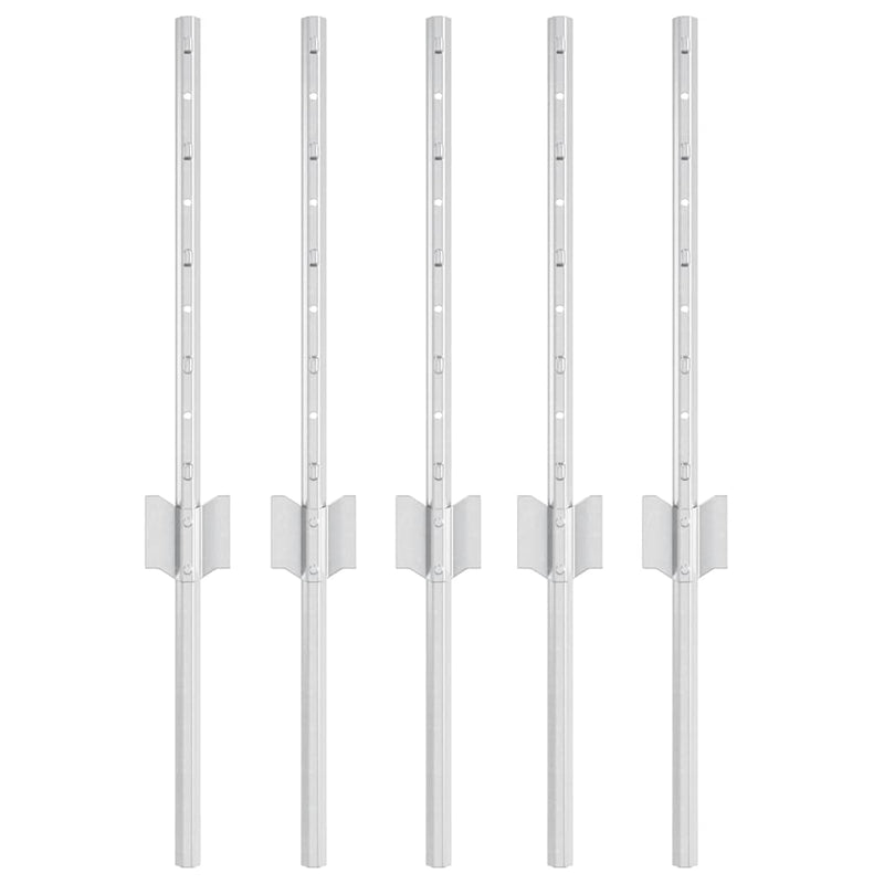 Chargez l'image dans la visionneuse de la galerie, Vidaxl afrasteringspaal 5 pcs zilver 40 cm staal