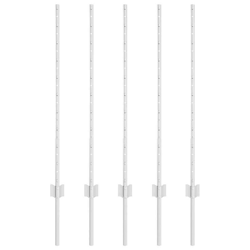 Chargez l'image dans la visionneuse de la galerie, Vidaxl afrasteringspaal 5 pcs zilver 100 cm staal