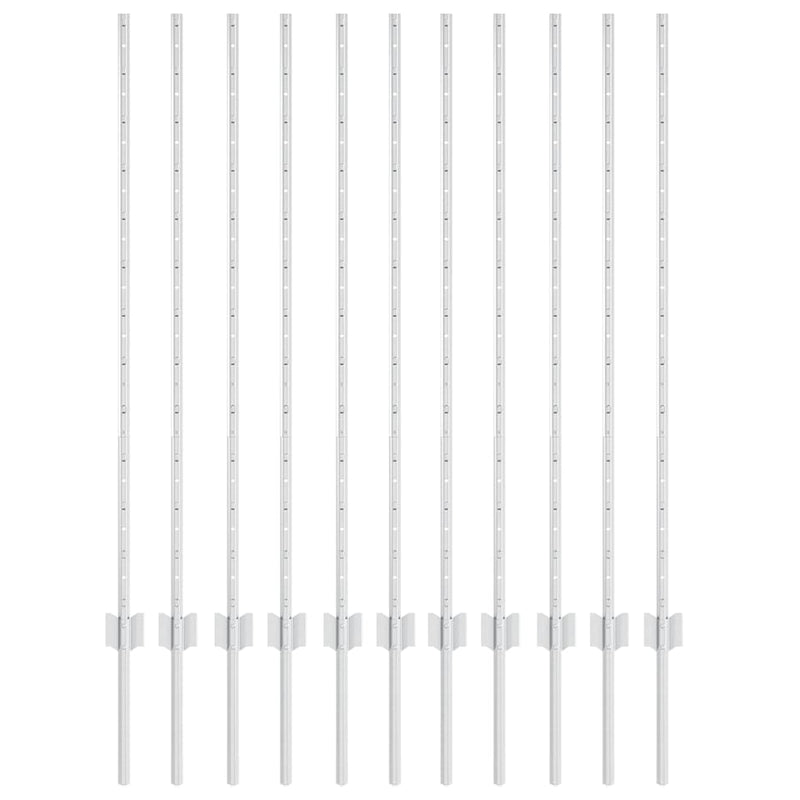 Chargez l'image dans la visionneuse de la galerie, Vidaxl afrasteringspaal 11 pcs zilver 120 cm staal