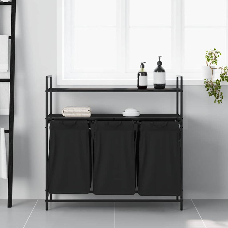 ギャラリービューアに画像をロードする, Vidaxl wasmand 3 vakken met planken zwart eikenkleurig
