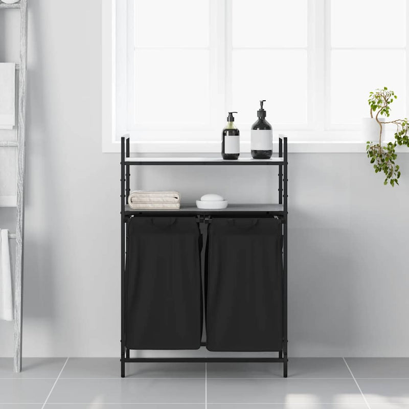 ギャラリービューアに画像をロードする, Vidaxl wasmand 2 vakken met planken grijs sonoma eiken