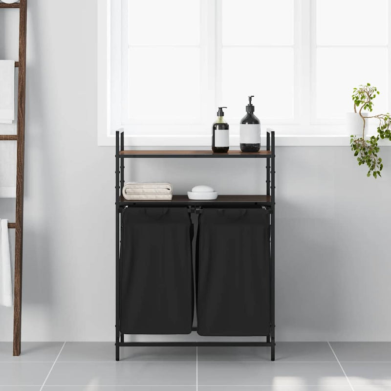 ギャラリービューアに画像をロードする, Vidaxl wasmand 2 vakken met planken bruin eikenkleurig