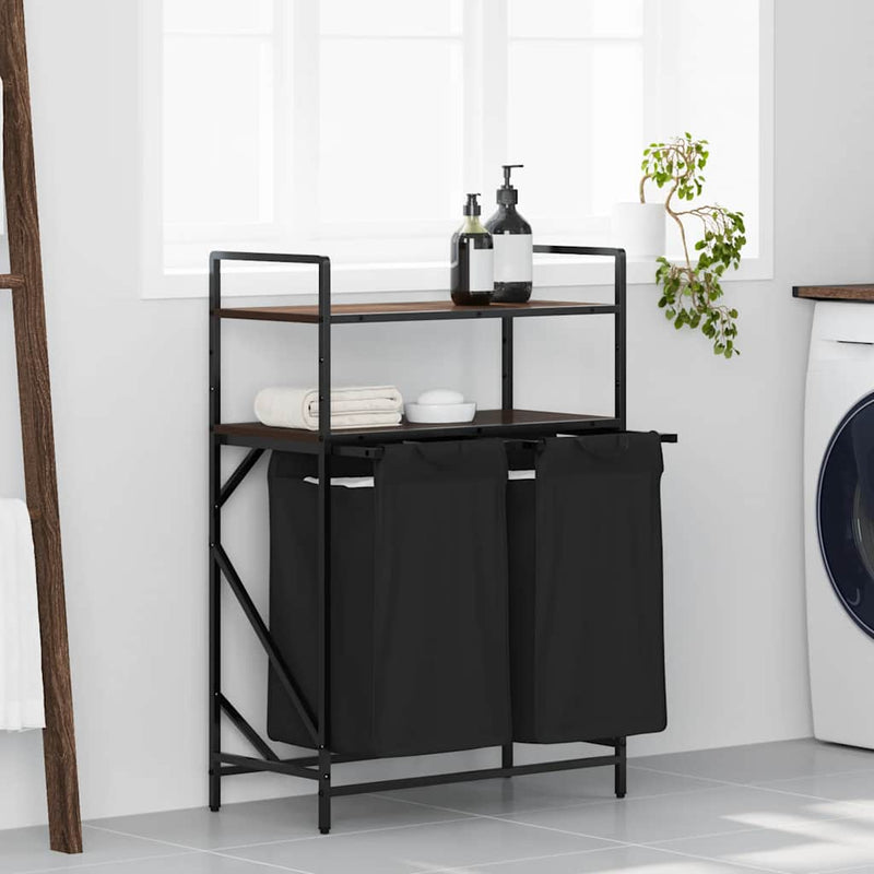ギャラリービューアに画像をロードする, Vidaxl wasmand 2 vakken met planken bruin eikenkleurig