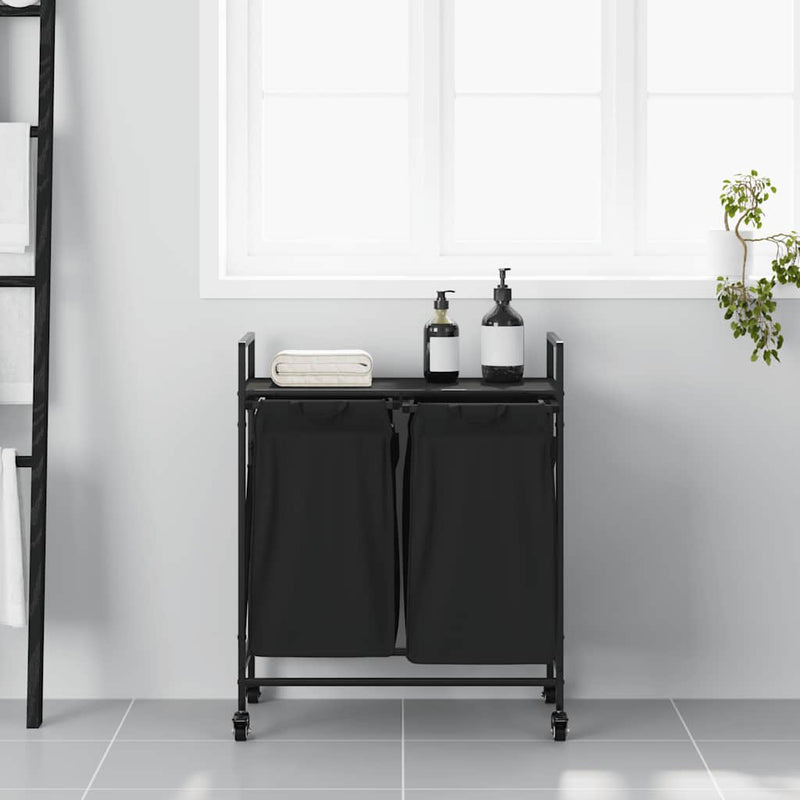 ギャラリービューアに画像をロードする, Vidaxl wasmand 2 vakken met planken zwart eikenkleurig
