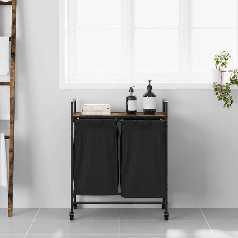 ギャラリービューアに画像をロードする, Vidaxl wasmand 2 vakken met planken gerookt eikenkleurig