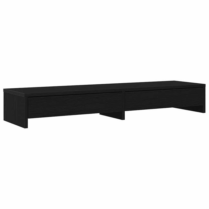 Afbeelding laden in galerijviewer, Vidaxl monitorstandaard met lades, zwart eiken, 100 x 27 x 15 cm, bewerkt hout