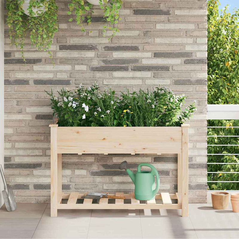 Afbeelding laden in galerijviewer, Vidaxl tuin bloempot beige 115 x 59 x 76,5 cm massief vurenhout