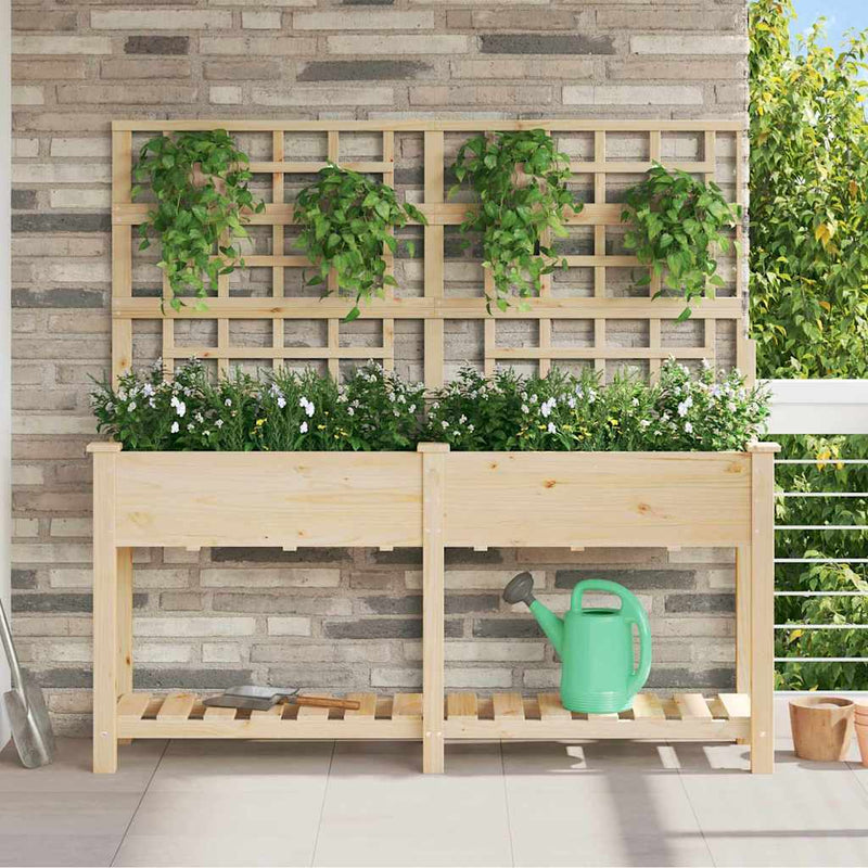 Afbeelding laden in galerijviewer, Vidaxl tuin bloempot beige 161 x 46 x 152,5 cm massief vurenhout