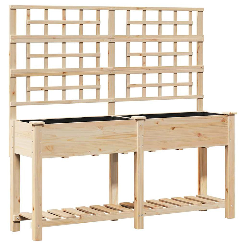 Afbeelding laden in galerijviewer, Vidaxl tuin bloempot beige 161 x 46 x 152,5 cm massief vurenhout