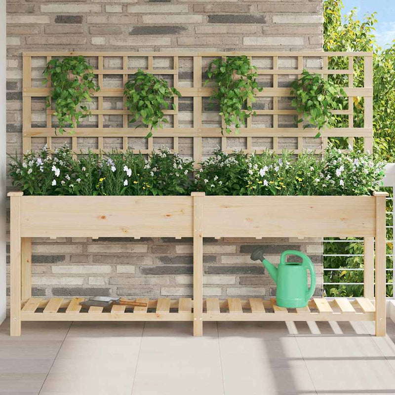 Afbeelding laden in galerijviewer, Vidaxl tuin bloempot beige 203,5 x 54 x 152,5 cm massief vurenhout