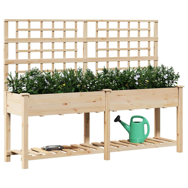 Afbeelding laden in galerijviewer, Vidaxl tuin bloempot beige 203,5 x 54 x 152,5 cm massief vurenhout