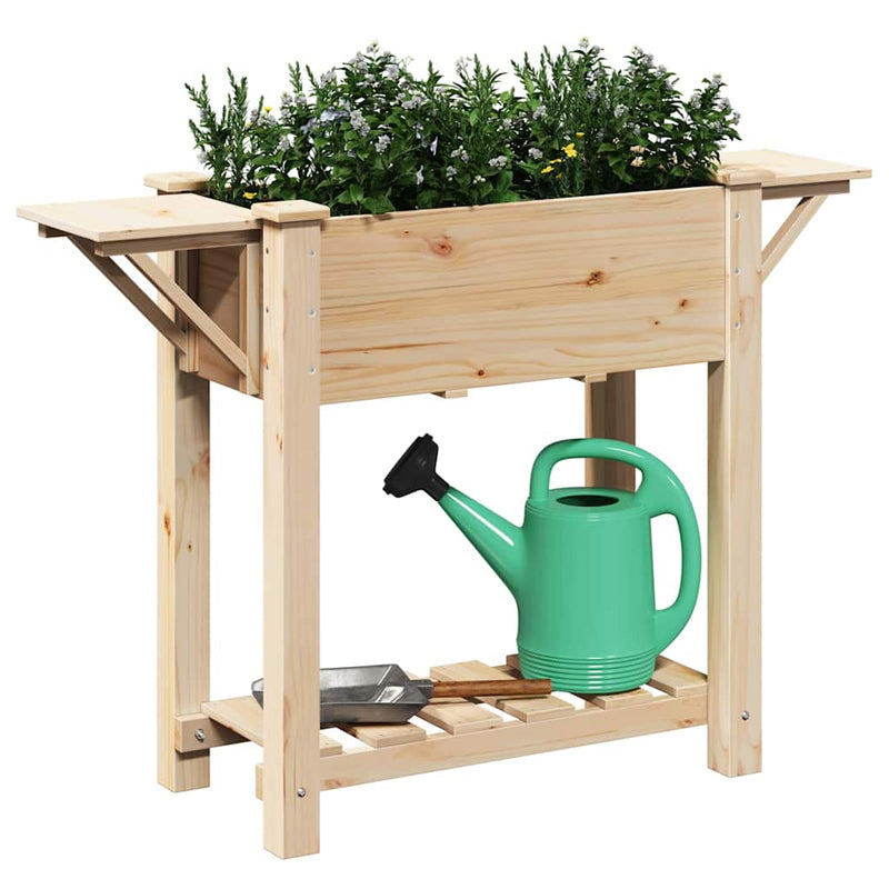 Afbeelding laden in galerijviewer, Vidaxl tuin bloempot beige 111 x 37 x 76,5 cm massief vurenhout