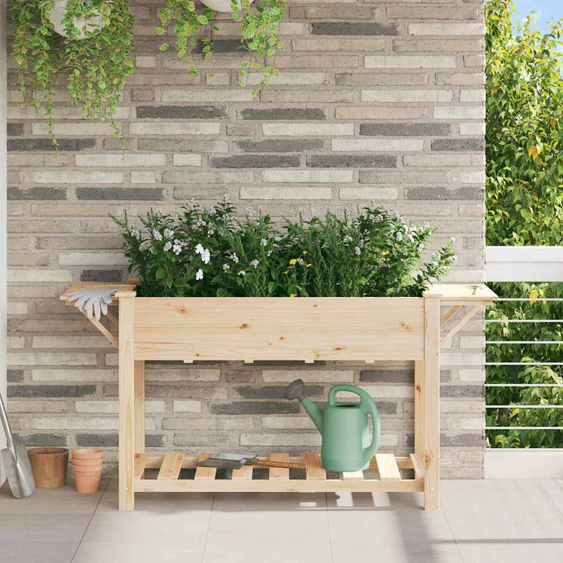 Afbeelding laden in galerijviewer, Vidaxl tuin bloempot beige 155 x 59 x 76,5 cm massief vurenhout