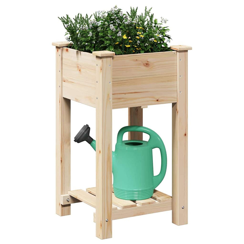 Afbeelding laden in galerijviewer, Vidaxl tuin bloempot beige 45 x 45 x 76,5 cm massief vurenhout