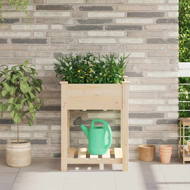 Afbeelding laden in galerijviewer, Vidaxl tuin bloempot beige 60,5 x 60 x 76,5 cm massief vurenhout