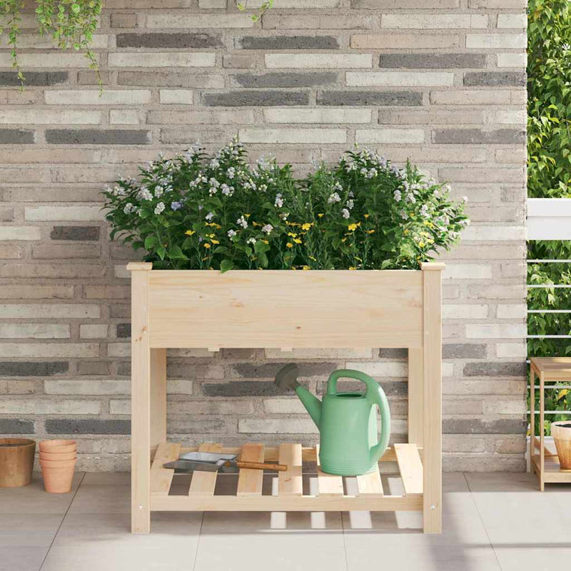 Afbeelding laden in galerijviewer, Vidaxl tuin bloempot beige 90 x 90 x 76,5 cm massief vurenhout