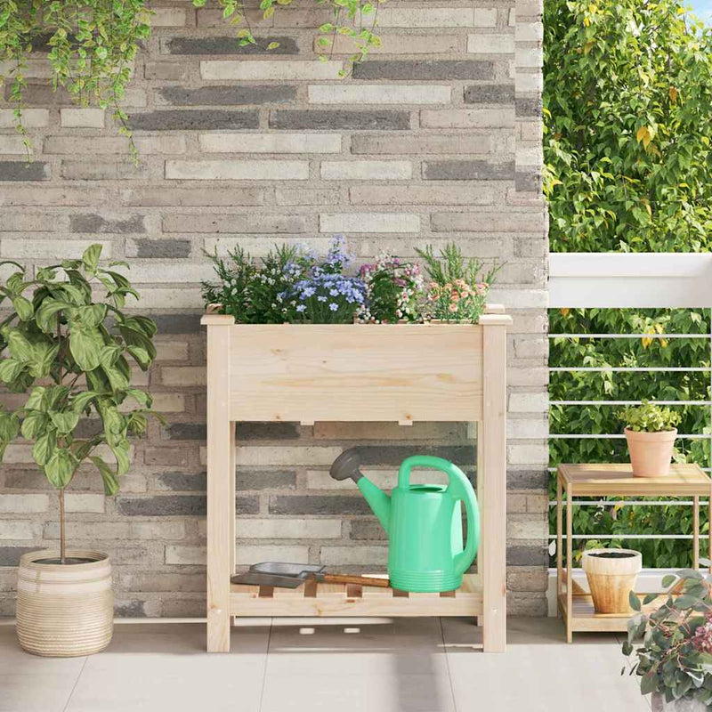 Afbeelding laden in galerijviewer, Vidaxl tuin bloempot beige 71 x 37 x 76,5 cm massief vurenhout